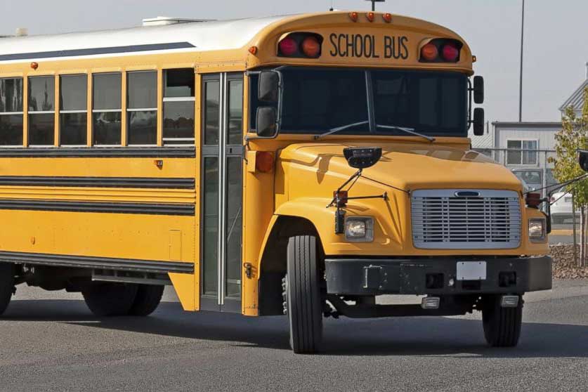 A yellow school bus